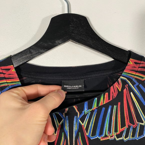 Marcelo Burlon Bird of Paradise T-shirt black mens oversized XS - Picture 5 of 7